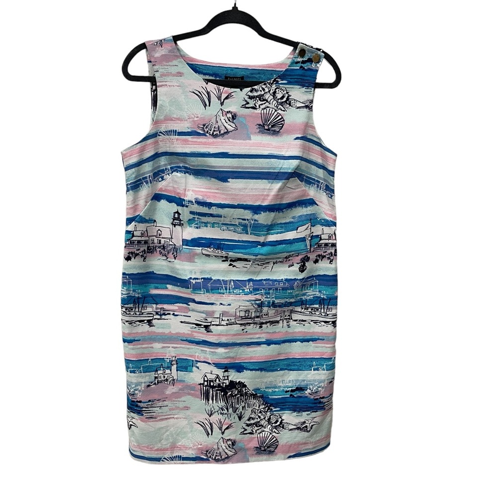 Talbots dress Seaside Harbor Sheath Sz 10P Sleeveless All Over print Nautical